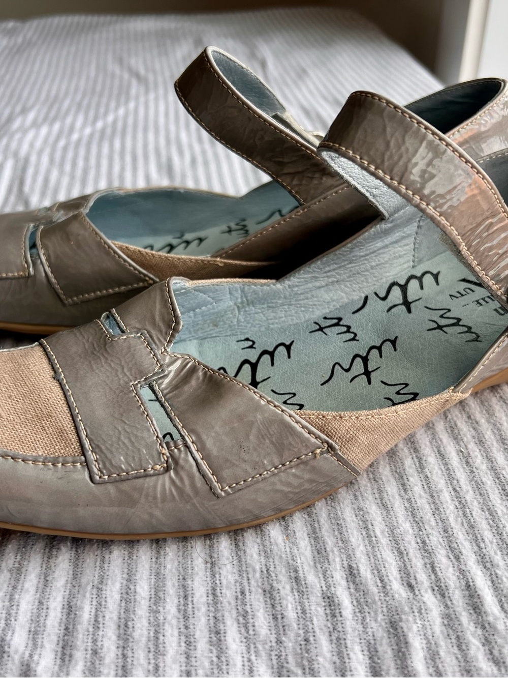 Comfort Mary Jane Flats in Taupe with Adjustable Strap